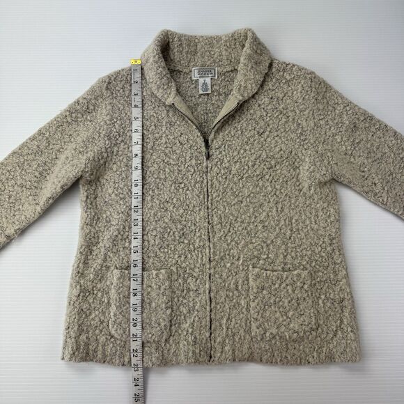 Vintage Jennifer Moore Boucle Wool Blend Zip Up Sweater Jacket Small Beige - Picture 9 of 10